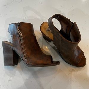Brown Ankle Booties Open Toe